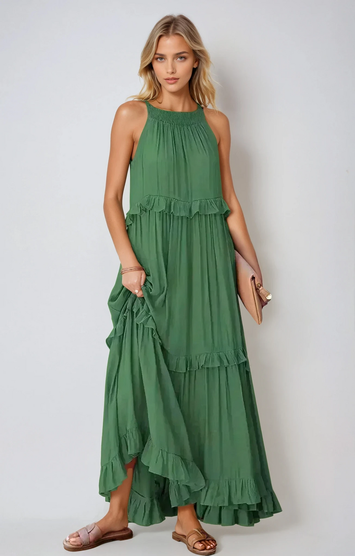 Celeste™ | Halter Ruffle Maxi Dress