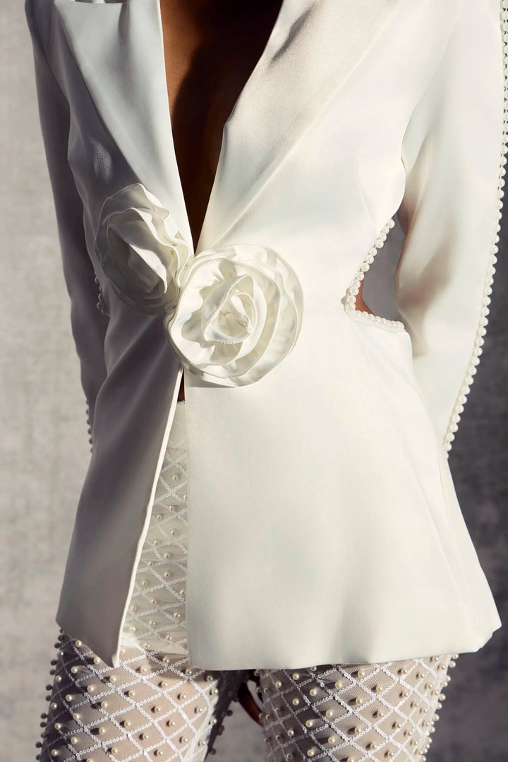 Elara™ | Pearl-Embellished Blazer & Pants