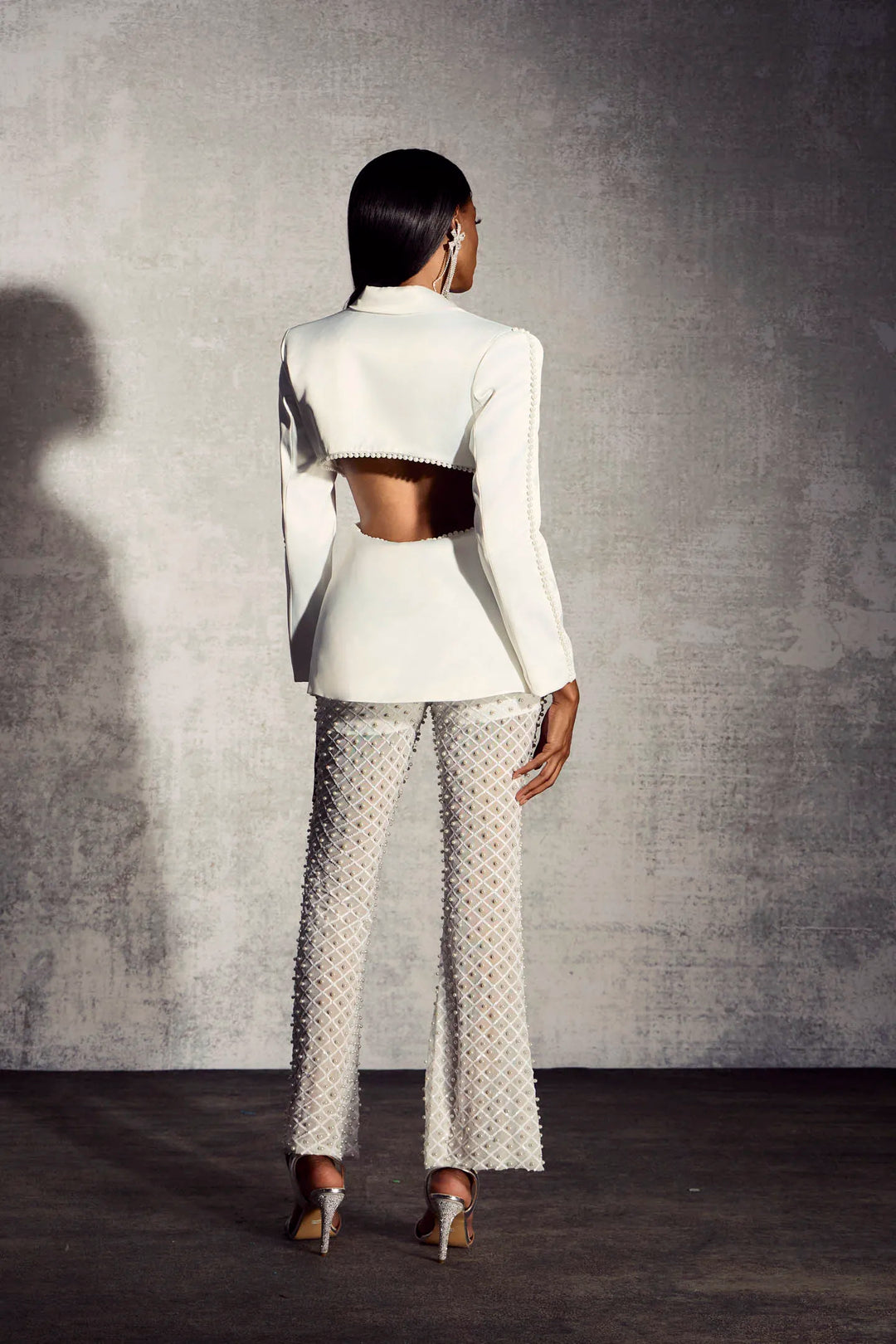 Elara™ | Pearl-Embellished Blazer & Pants