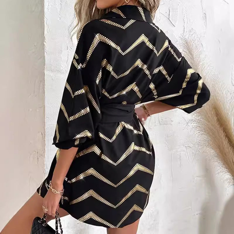 Celeste™ | Chevron Shirt Dress
