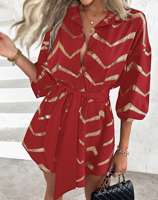 Celeste™ | Chevron Shirt Dress