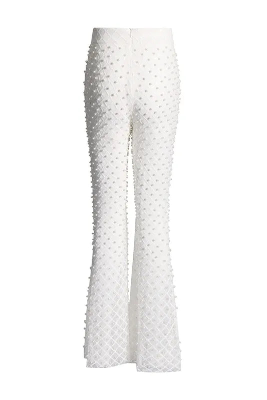 Elara™ | Pearl-Embellished Blazer & Pants