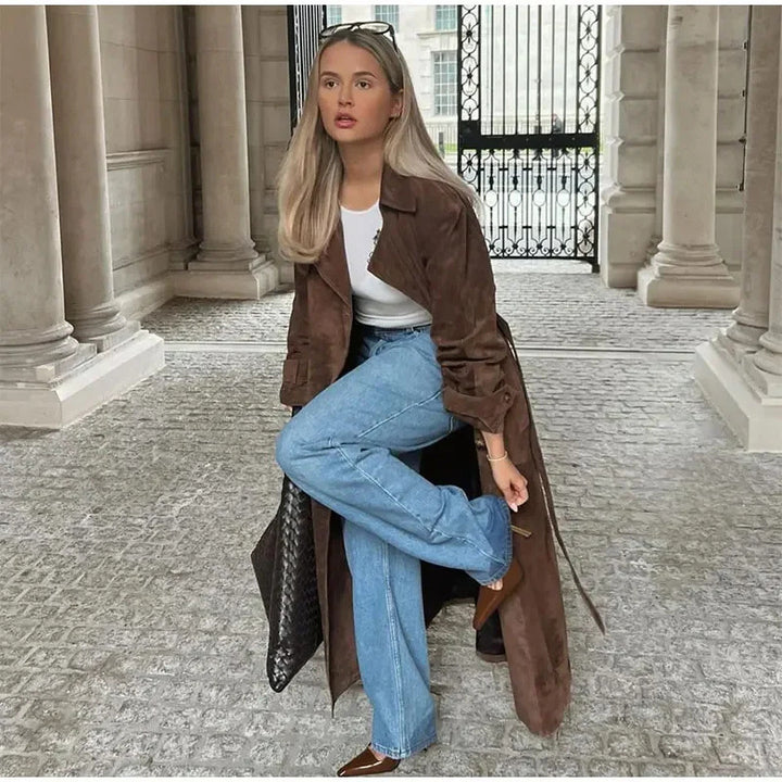 Camille | Suede Trench Coat