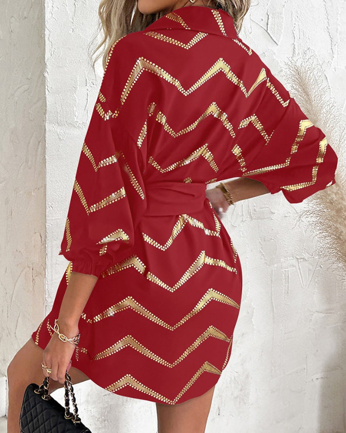 Celeste™ | Chevron Shirt Dress