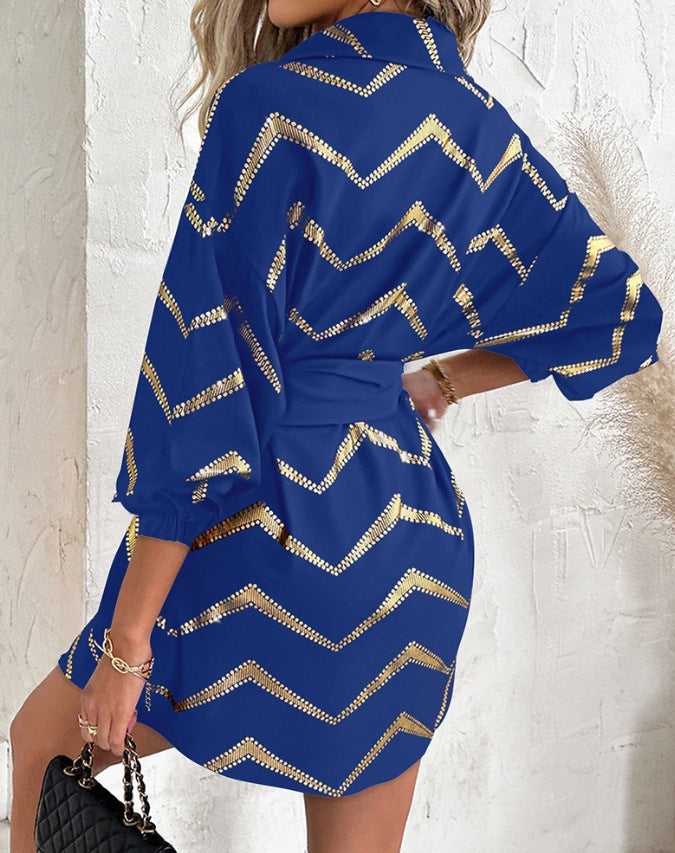 Celeste™ | Chevron Shirt Dress