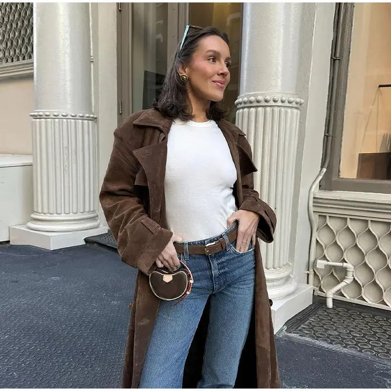 Camille | Suede Trench Coat