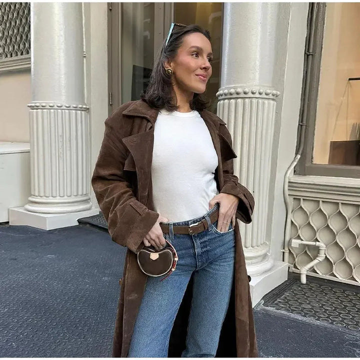 Camille | Suede Trench Coat