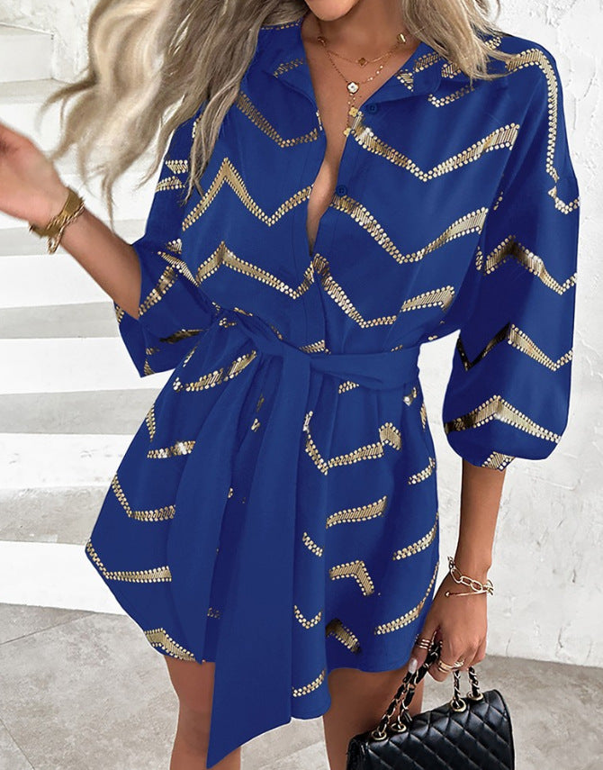 Celeste™ | Chevron Shirt Dress