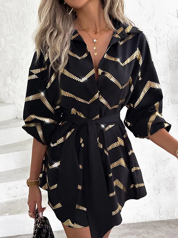 Celeste™ | Chevron Shirt Dress