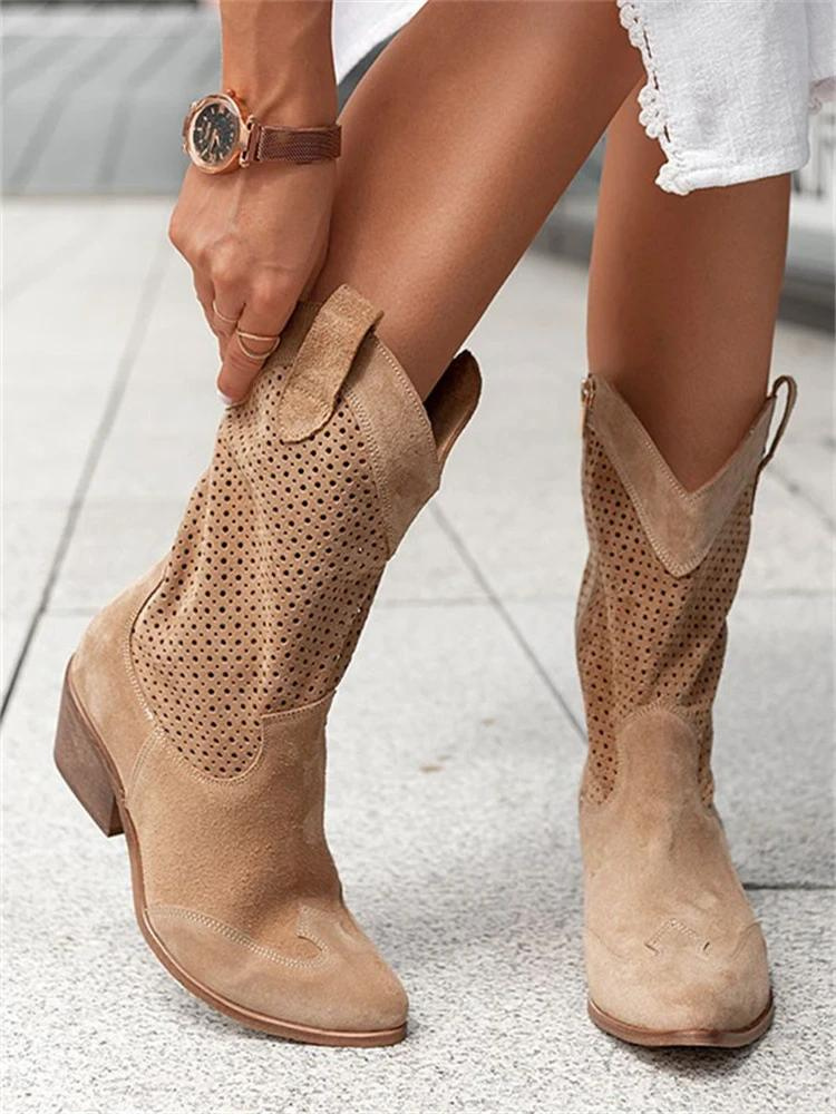 Savannah | White perforated western boots
