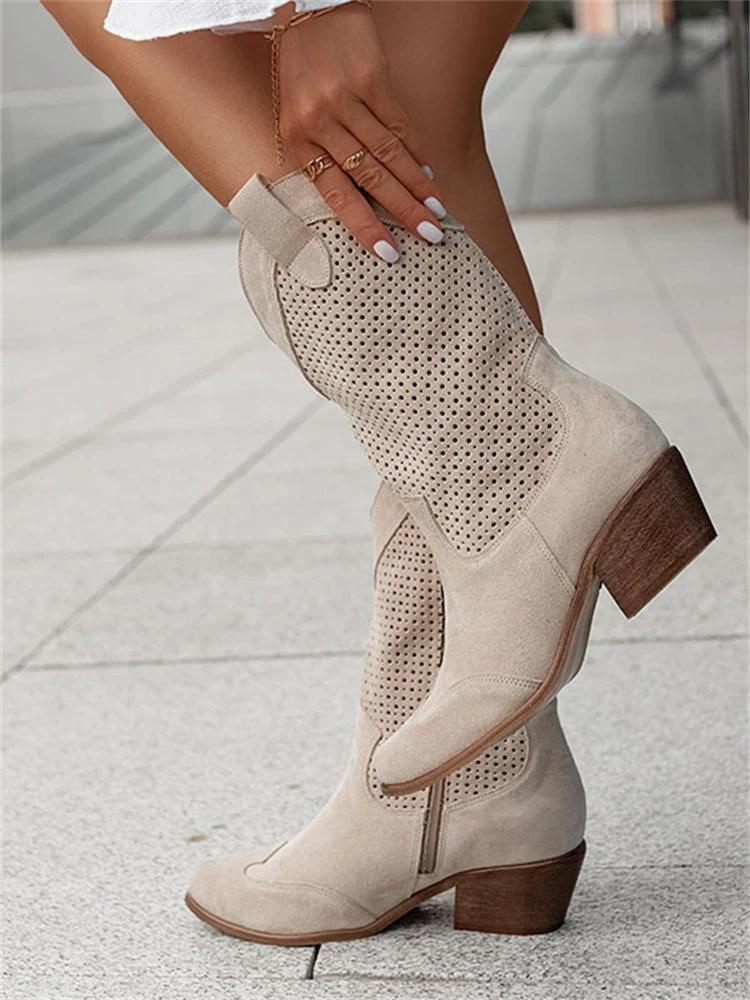 Savannah | White perforated western boots