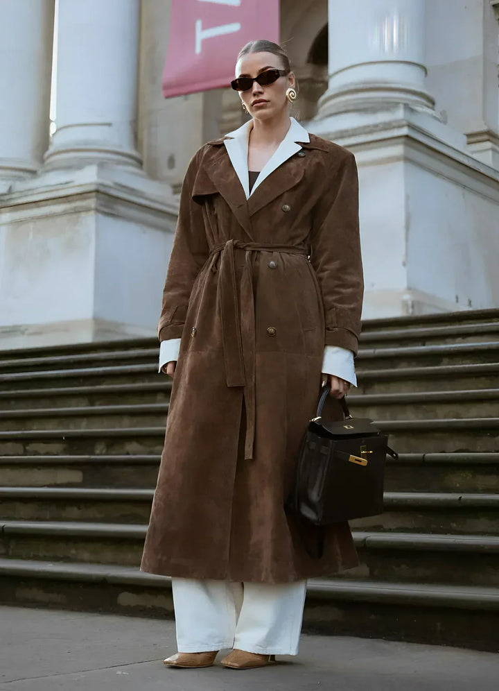 Camille | Suede Trench Coat